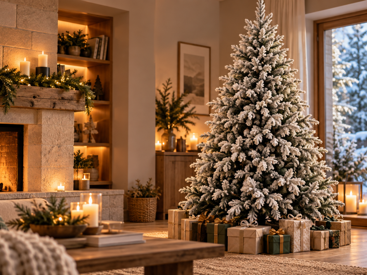 Albero di Natale artificiale innevato