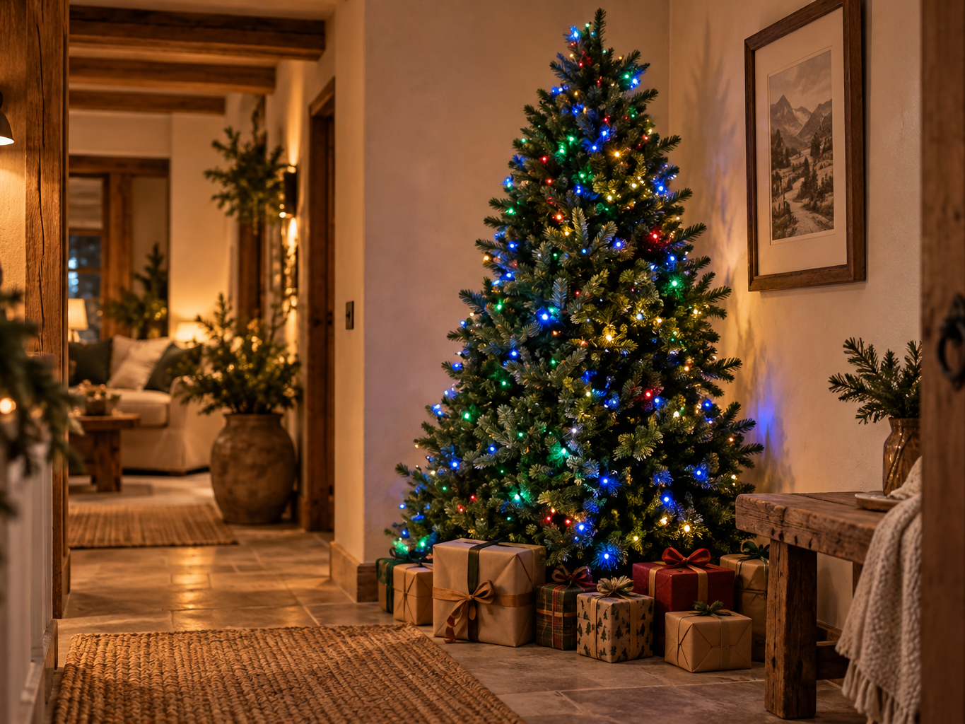 Albero di Natale preilluminato luci colorate